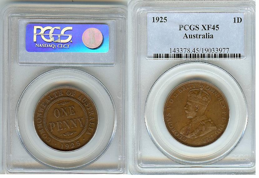 Australian Penny 1925 PCGS XF45